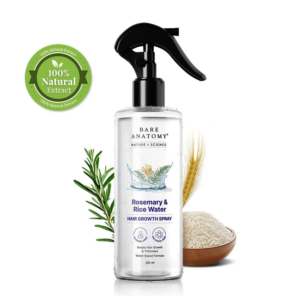 Rosemary & Rice Water Spray For Natural Hair Growth & Hair Thickness